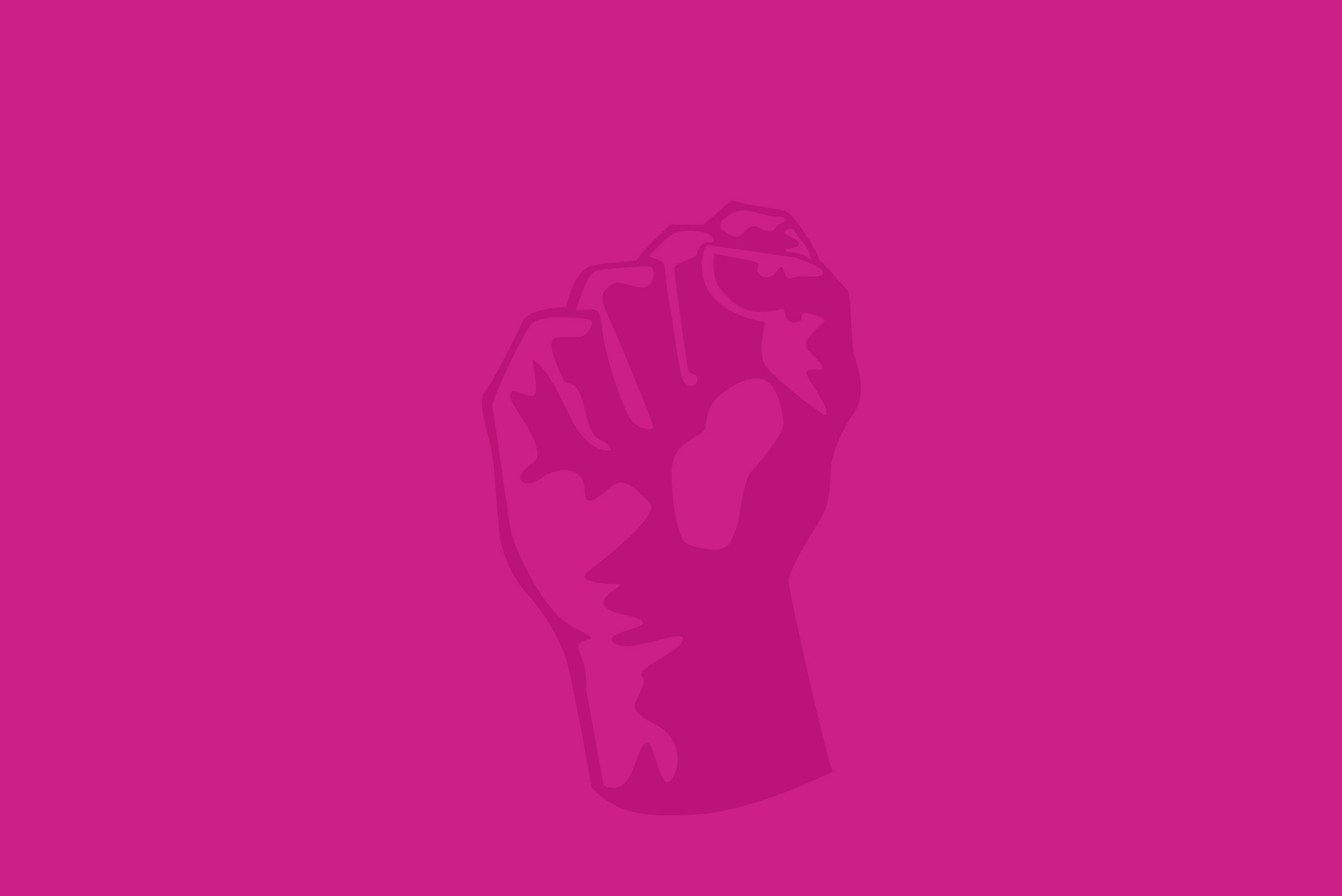 Clenched fist on a pink background - mobile revolution