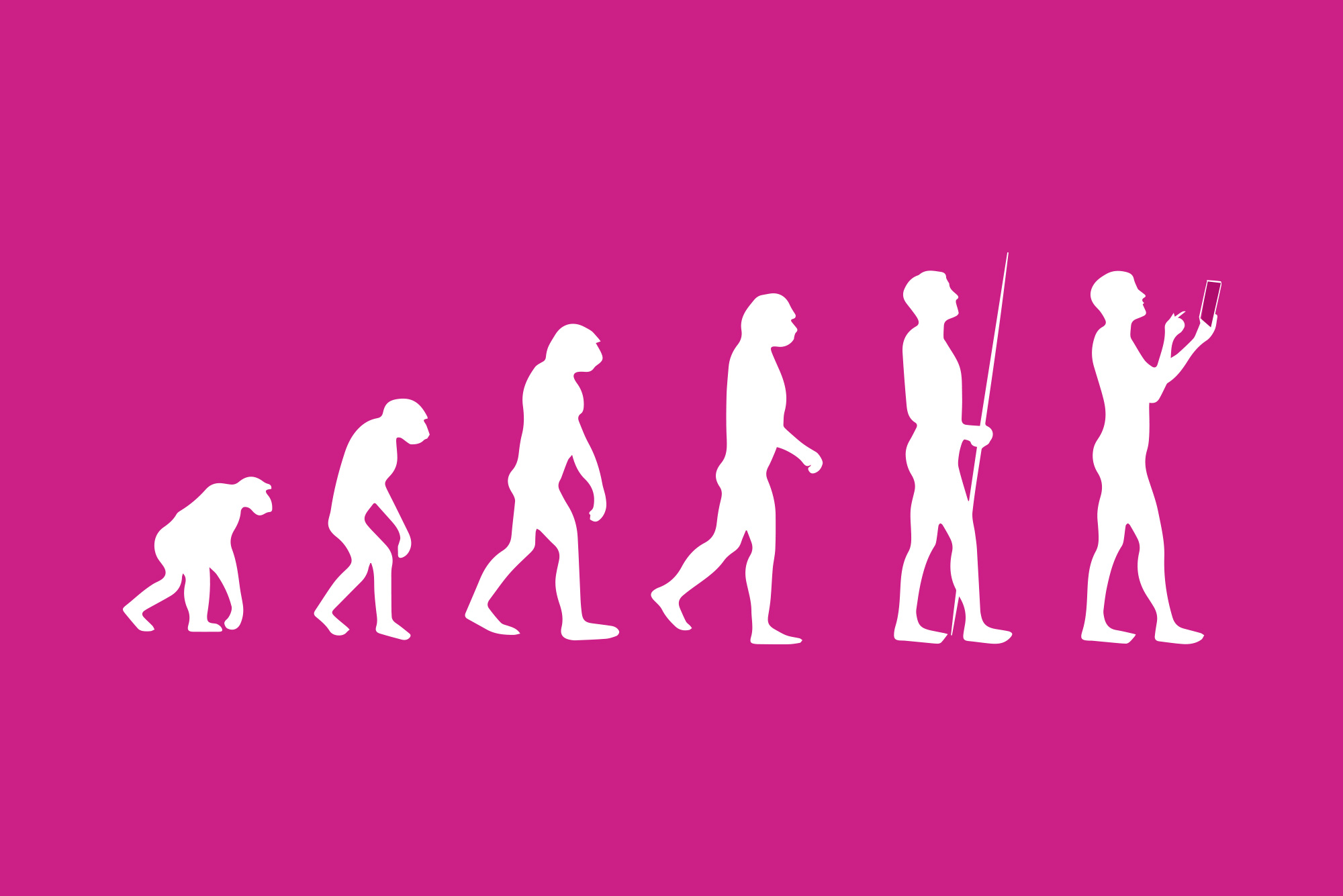 Evolution silhouettes on pink background - Customer relationship management