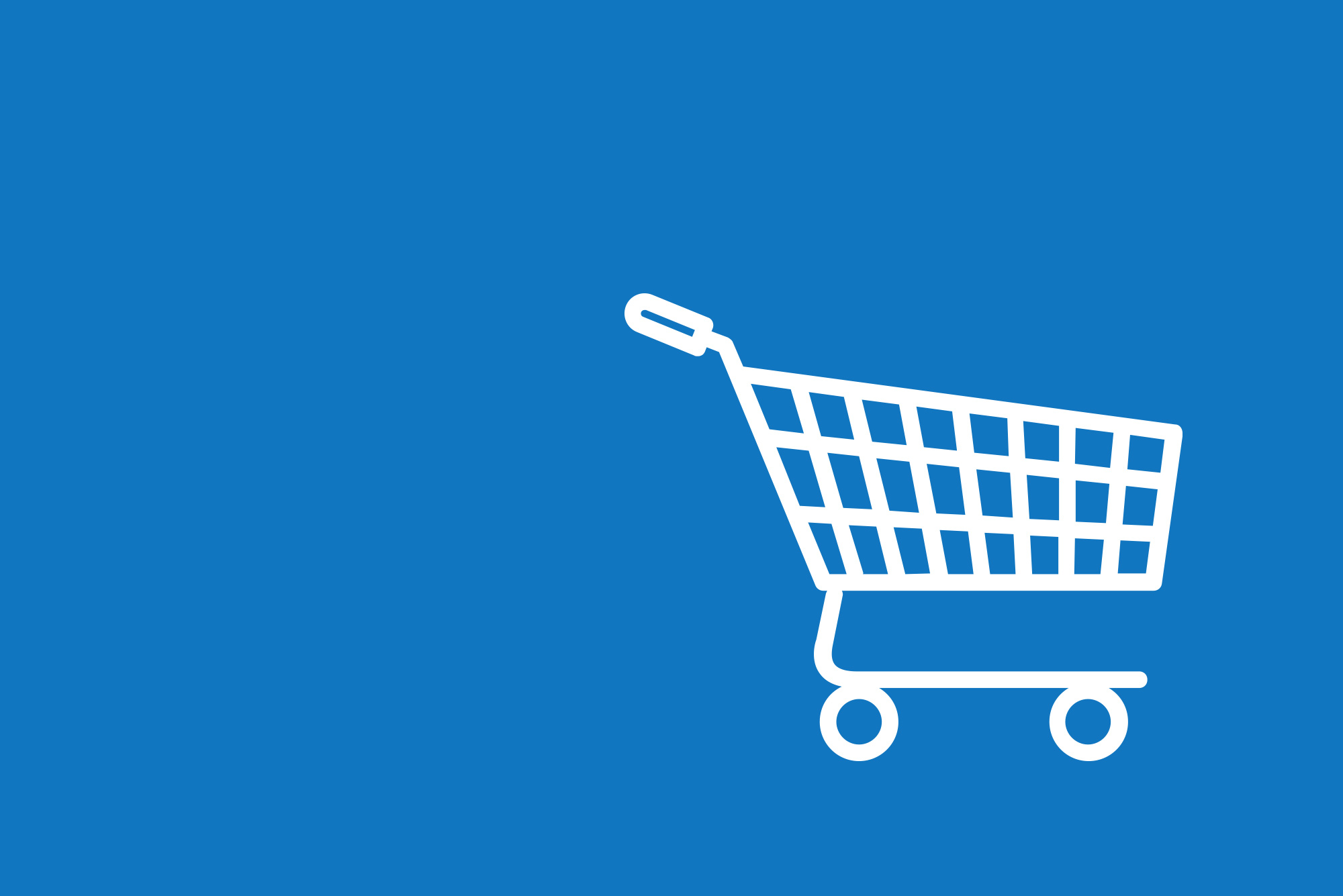 Shopping trolley icon on blue background
