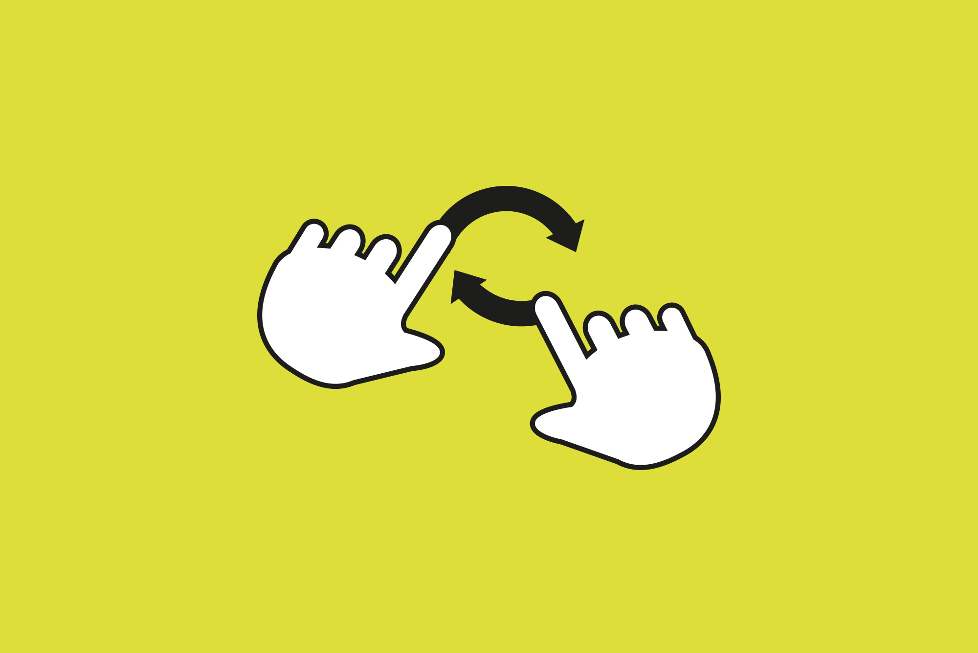 Hands making gestures on yellow background