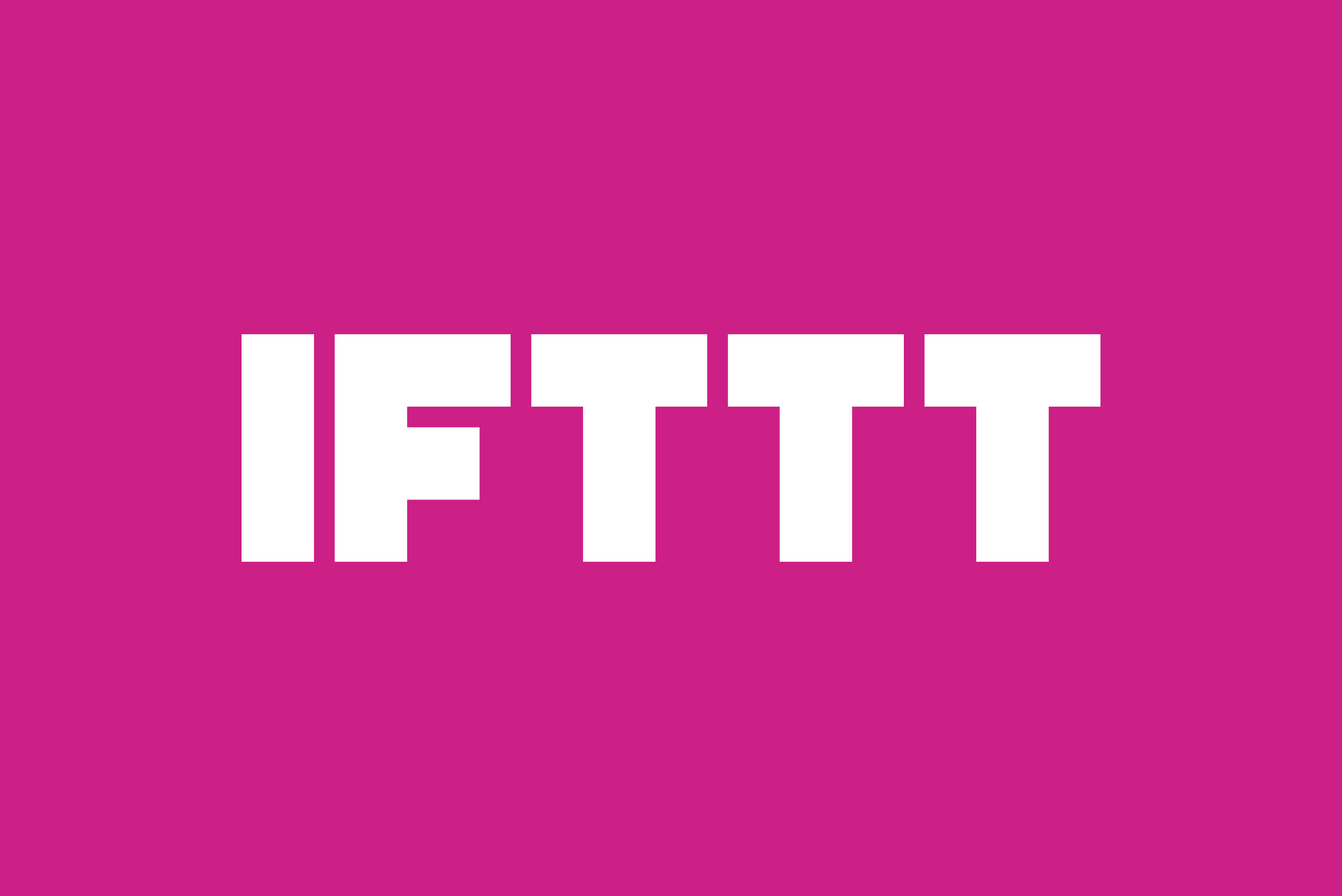 IFTTT written in white with a pink background