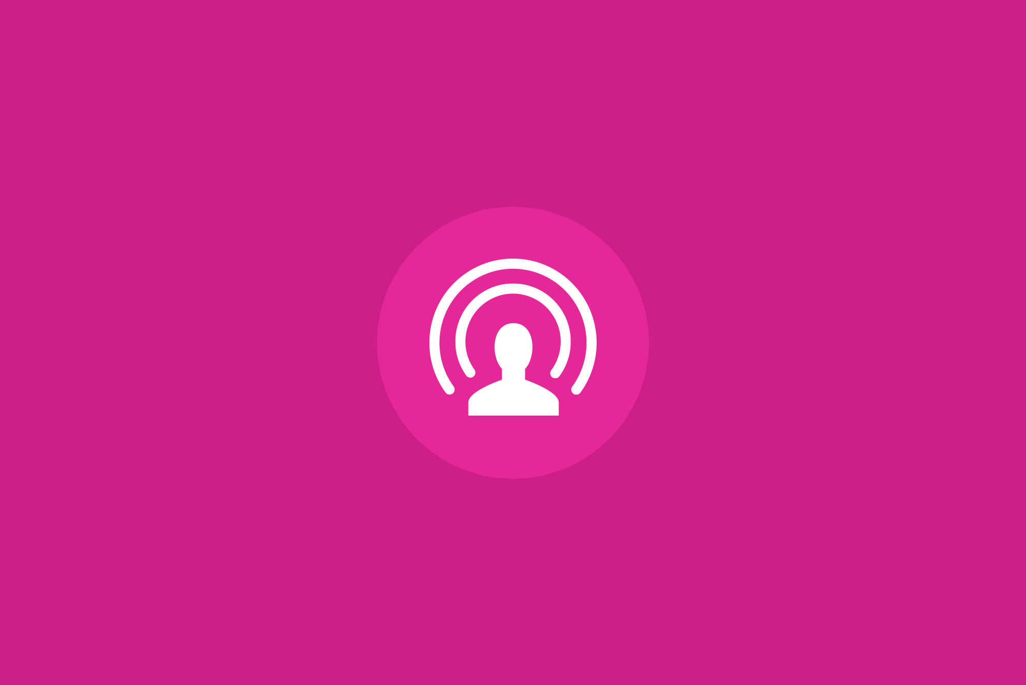 Live video icon in white with a pink background
